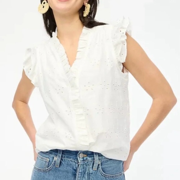 J Crew Factory Sleeveless Ruffle Top - Picture 1 of 4